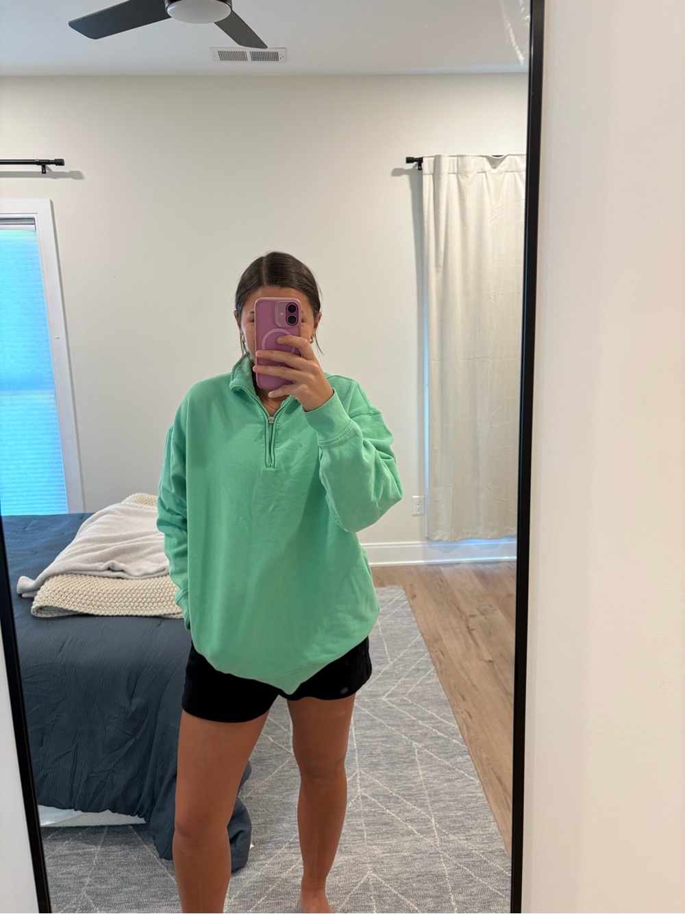 Athleta Forever Fleece Quarter-Zip Pullover Green Size Medium Tall